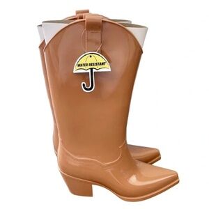 Jeffrey Campbell Thunderstorm Nude Shiny Rain Boots